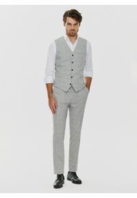 Pako Lorente - PAKO LORENTE – Szara kamizelka męska w granatową kratkę. Kolor: niebieski, szary, wielokolorowy. Materiał: poliester, wiskoza, elastan. Wzór: kratka #2