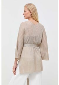 MAX&Co. kardigan damski kolor beżowy lekki. Kolor: beżowy. Materiał: dzianina, prążkowany. Wzór: ze splotem #3