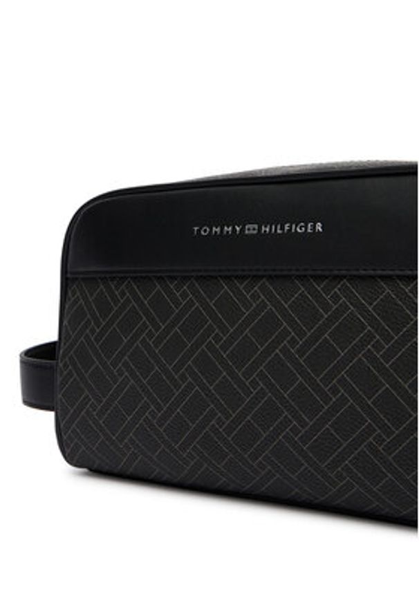 TOMMY HILFIGER - Tommy Hilfiger Kosmetyczka Th Flag Monogram Washbag AM0AM14298 Czarny. Kolor: czarny. Materiał: skóra