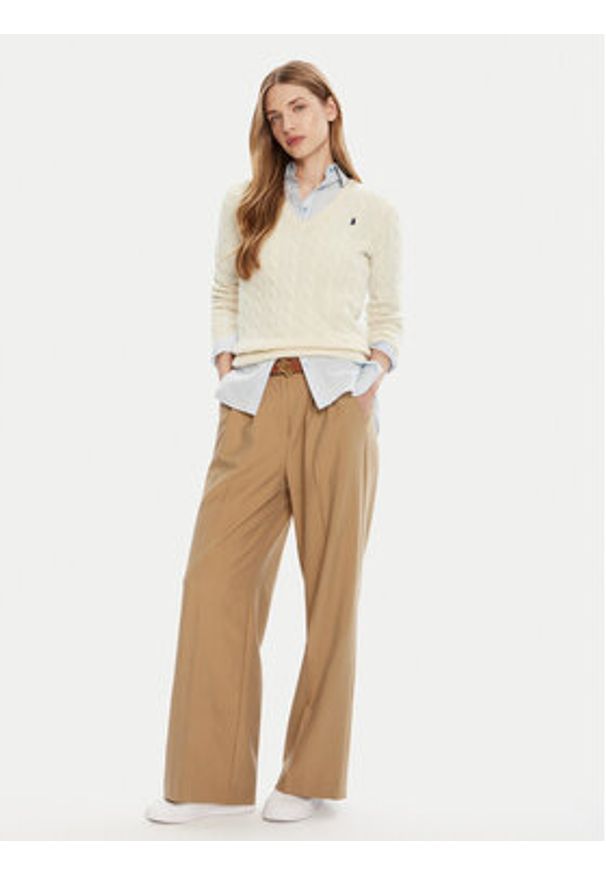 Polo Ralph Lauren Sweter 211971866001 Écru Slim Fit. Typ kołnierza: polo. Materiał: wełna