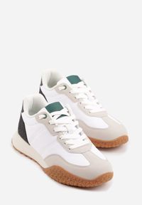 Born2be - Białe Buty Sportowe Sneakersy z Ozdobnymi Naszyciami Aerylia. Kolor: biały. Materiał: jeans. Wzór: aplikacja #3