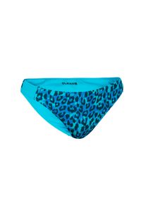 OLAIAN - Dół kostiumu kąpielowego dla dzieci Olaian 500 Bella Leopard. Kolor: niebieski. Materiał: materiał, poliamid, elastan