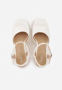 Renee - Białe Sandały VICES na Słupku z Grubą Podeszwą i Skórzaną Wkładką Aziluna. Zapięcie: pasek. Kolor: biały. Materiał: skóra. Obcas: na słupku. Styl: elegancki #8