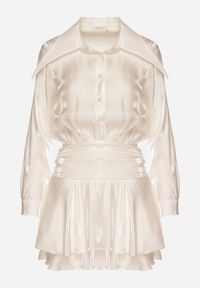 Born2be - Beżowa Sukienka z Wiskozy o Koszulowym Kroju z Falbankami Liova. Typ kołnierza: kołnierz z falbankami. Kolor: beżowy. Materiał: wiskoza. Typ sukienki: koszulowe #7