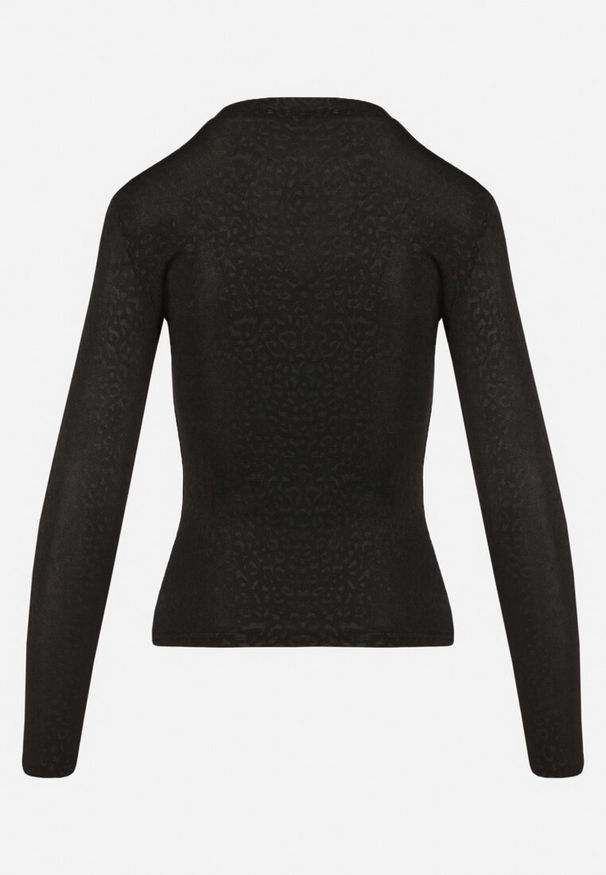 Born2be - Czarna Bluzka z Wiskozą w Panterkowy Wzór Danelis. Okazja: na co dzień. Kolor: czarny. Materiał: wiskoza. Styl: klasyczny, elegancki, casual