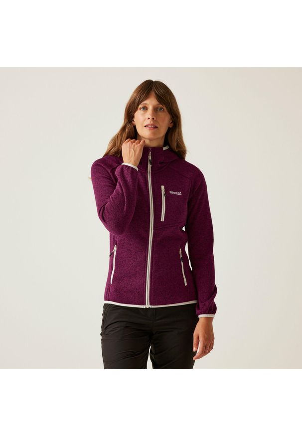 Regatta - Damski polar z kapturem Newhill na zamek błyskawiczny. Typ kołnierza: kaptur. Kolor: niebieski. Materiał: polar. Sport: turystyka piesza