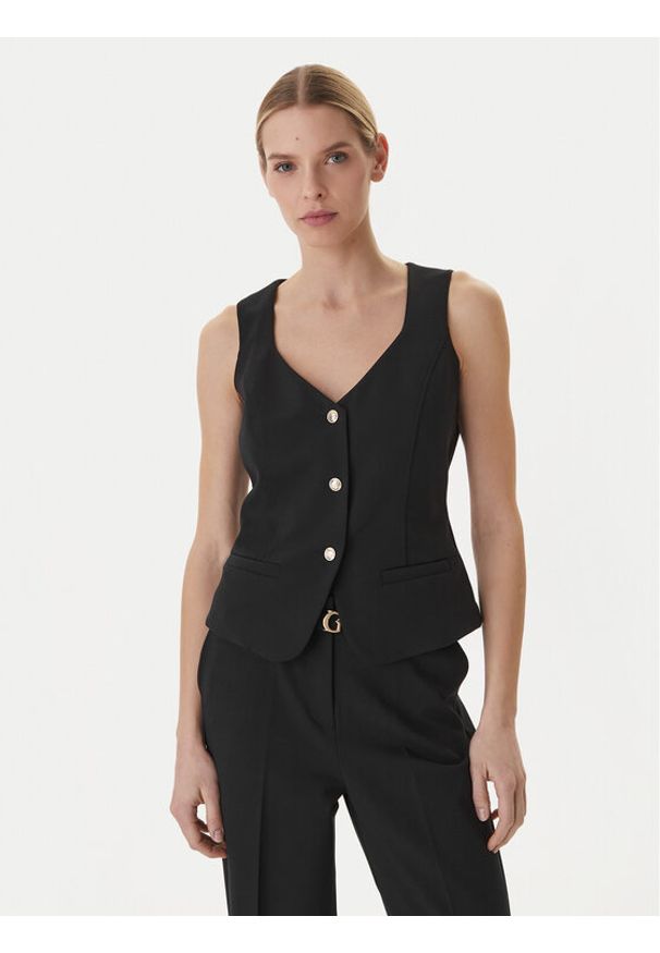 Guess Kamizelka W6GH49 W1895 Czarny Slim Fit. Kolor: czarny. Materiał: wiskoza