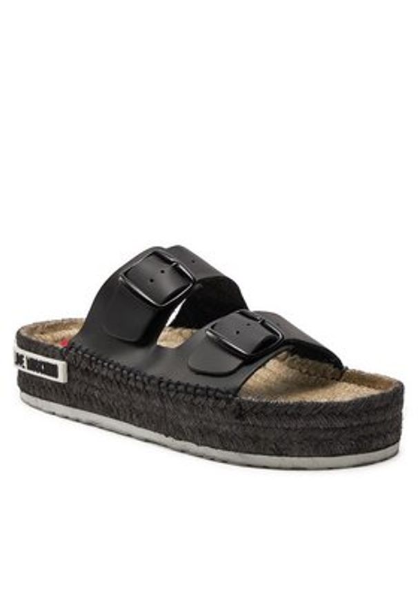 Love Moschino - LOVE MOSCHINO Espadryle JA28233G0IIAX000 Czarny. Kolor: czarny. Materiał: skóra
