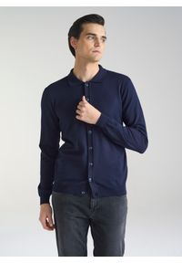 PAKO LORENTE – Granatowy kardigan z kołnierzykiem P24SF-2X-001-G-0 - Pako Lorente. Kolor: niebieski. Materiał: dzianina #6