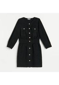 Reserved - Sukienka mini z guzikami - Czarny. Kolor: czarny. Długość: mini #1