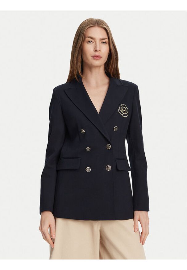 Marella Marynarka Baiocco 2513911024 Granatowy Slim Fit. Kolor: niebieski. Materiał: wiskoza, syntetyk