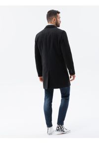 Ombre Clothing - Klasyczny płaszcz męski - czarny V1 C536 - XL. Kolor: czarny. Materiał: poliester. Styl: klasyczny #6