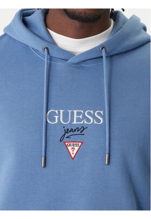 Guess Jeans Bluza 180299 Błękitny Classic Fit. Kolor: niebieski. Materiał: bawełna