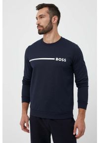 BOSS bluza lounge kolor granatowy z nadrukiem. Kolor: niebieski. Wzór: nadruk #1