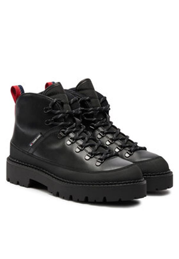 Tommy Jeans Trapery EM0EM01491 Czarny. Kolor: czarny. Materiał: skóra