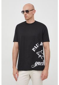 PAUL & SHARK - Paul&Shark t-shirt bawełniany kolor czarny z nadrukiem. Kolor: czarny. Materiał: bawełna. Wzór: nadruk