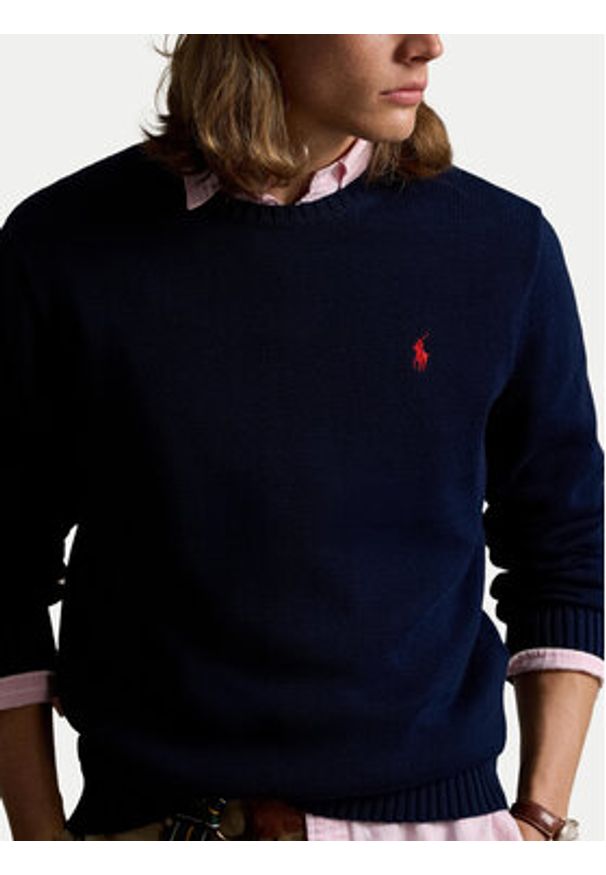 Polo Ralph Lauren Sweter Classic 710810846001 Granatowy Regular Fit. Typ kołnierza: polo. Kolor: niebieski. Materiał: bawełna