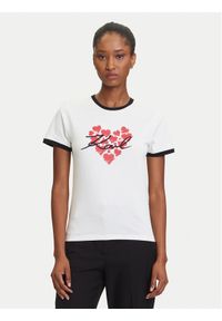 Karl Lagerfeld - KARL LAGERFELD T-Shirt A3W17015 Écru Regular Fit. Typ kołnierza: dekolt w karo. Kolor: kremowy. Materiał: bawełna #1