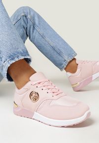 Born2be - Różowe Sneakersy z Metalicznymi Wstawkami Essme. Nosek buta: okrągły. Zapięcie: sznurówki. Kolor: różowy. Materiał: materiał. Obcas: na obcasie. Wysokość obcasa: niski #4