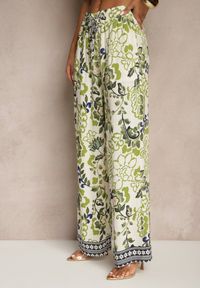 Renee - Zielone Proste Spodnie z Wiskozy z Gumką w Pasie Lissine. Okazja: na co dzień. Kolor: zielony. Materiał: wiskoza. Styl: klasyczny, casual #3