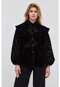 AllSaints Koszula damska kolor czarny relaxed z wiązanym dekoltem. Kolor: czarny. Materiał: tkanina, materiał #5