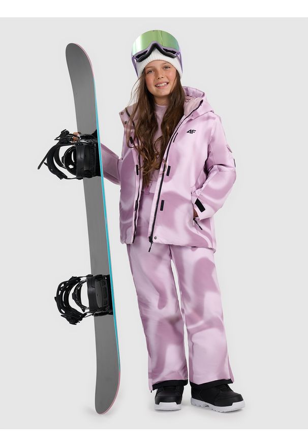 4f - 4F Kurtka snowboardowa membrana 8000 dziewczęca - multikolor 164 (13-14 lat). Kolor: wielokolorowy. Materiał: materiał, poliester. Sezon: lato
