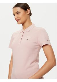 TOMMY HILFIGER - Tommy Hilfiger Polo WW0WW43930 Różowy Slim Fit. Typ kołnierza: polo. Kolor: różowy. Materiał: bawełna #4