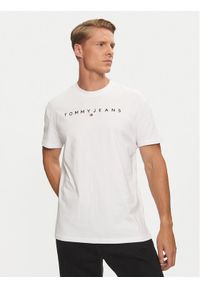 Tommy Jeans T-Shirt Linear Logo DM0DM20744 Biały Regular Fit. Kolor: biały. Materiał: bawełna