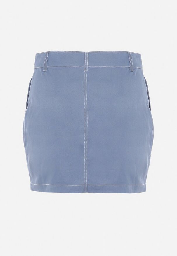 Born2be - Niebieska Spódnica Ołówkowa z Kieszeniami Zapinana na Guzik Nestaine. Okazja: na spotkanie biznesowe. Kolor: niebieski. Styl: elegancki, biznesowy