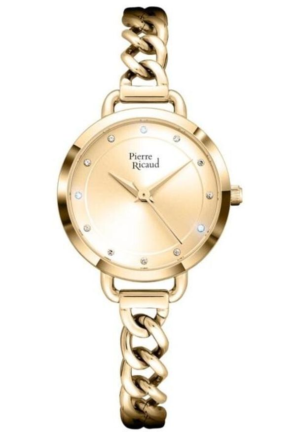 Zegarek damski Pierre Ricaud P21019.1141Q CYRKONIE złoty. Kolor: złoty