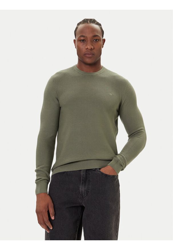 Mustang Sweter Elliot 1016844 Zielony Regular Fit. Kolor: zielony. Materiał: bawełna