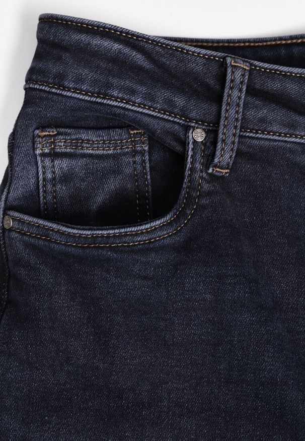 Renee - Niebieskie Jeansy z Bawełną o Kroju High Waist Straight Leg Rhaenithe. Okazja: na imprezę. Stan: podwyższony. Kolor: niebieski