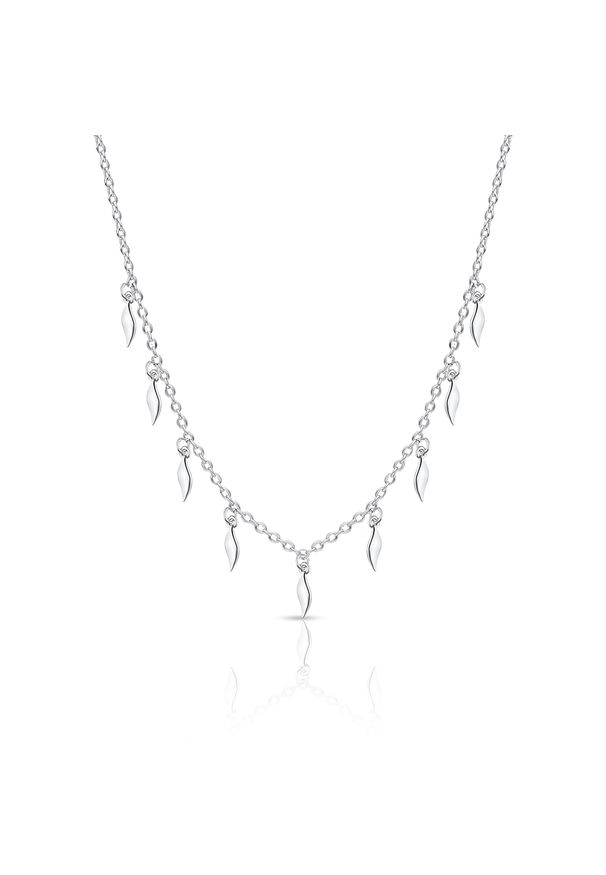 W.KRUK - Naszyjnik srebrny z motywem roślinnym. Materiał: srebrne. Kolor: srebrny. Wzór: ażurowy, aplikacja