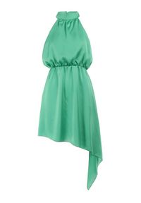 Born2be - Zielona Sukienka Parthine. Typ kołnierza: dekolt halter. Kolor: zielony. Materiał: tkanina, wiskoza. Długość rękawa: bez rękawów. Wzór: gładki, jednolity. Typ sukienki: asymetryczne. Styl: elegancki. Długość: mini #6