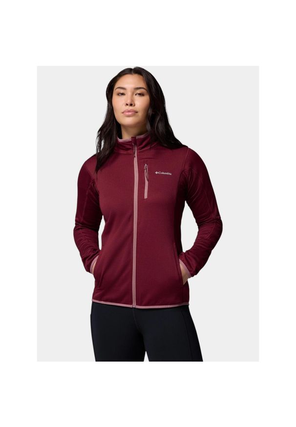 columbia - Sweter Damski Columbia Essential Hike Grid. Kolor: czerwony. Materiał: polar. Sport: turystyka piesza