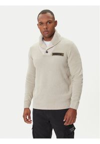 Aeronautica Militare Sweter 252MA1574UL00539 Beżowy Regular Fit. Kolor: beżowy. Materiał: bawełna