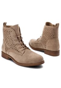 Beżowe Botki S.Barski Stylowe Obuwie Damskie. Kolor: beżowy. Materiał: materiał. Styl: elegancki #3