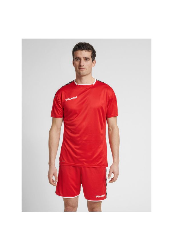 Koszulka sportowa Poliestrowa T-shirt Hummel Authentic Poly Jersey. Kolor: czerwony, różowy, wielokolorowy. Materiał: jersey, poliester. Sport: fitness, piłka nożna