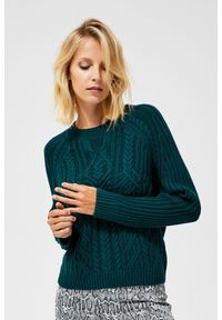 MOODO - Sweter w warkocze. Materiał: poliester, ze splotem, akryl, bawełna. Długość rękawa: długi rękaw. Długość: długie. Wzór: ze splotem. Styl: klasyczny #1
