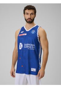4f - 4F Koszulka meczowa replika wyjazdowa z sezonu 2025/26 męska 4F x MKS Dąbrowa Górnicza - niebieska 3XL. Kolor: niebieski. Materiał: skóra, dzianina. Wzór: nadruk. Sport: fitness, koszykówka #1