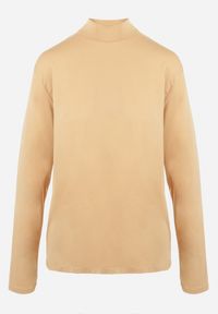 Born2be - Beżowy Golf Sedevus. Okazja: na co dzień. Typ kołnierza: golf. Kolekcja: plus size. Kolor: beżowy. Długość: długie. Wzór: gładki. Materiał: jeans, dzianina. Długość rękawa: długi rękaw. Styl: casual, elegancki, wizytowy #4