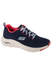 skechers - Buty sportowe Sneakersy damskie, Arch Fit Comfy Wave. Kolor: niebieski. Sport: turystyka piesza