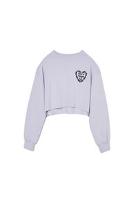 Cropp - Fioletowa bluza z haftem - Fioletowy. Kolor: fioletowy. Materiał: bawełna, dresówka, dzianina. Długość rękawa: długi rękaw. Długość: długie. Wzór: haft #1