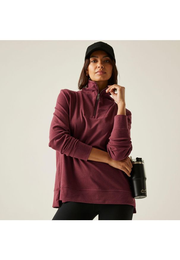 Regatta - Polar damski z suwakiem 1/2 Demmi. Kolor: fioletowy. Materiał: polar. Wzór: paski