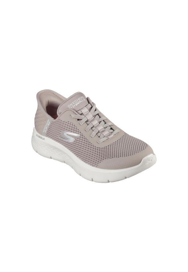 skechers - Buty SKECHERS GO WALK FLEX GRAND ENTRY Brązowy. Kolor: beżowy, wielokolorowy, różowy. Materiał: materiał, syntetyk, tkanina. Model: Skechers Sport. Sport: turystyka piesza