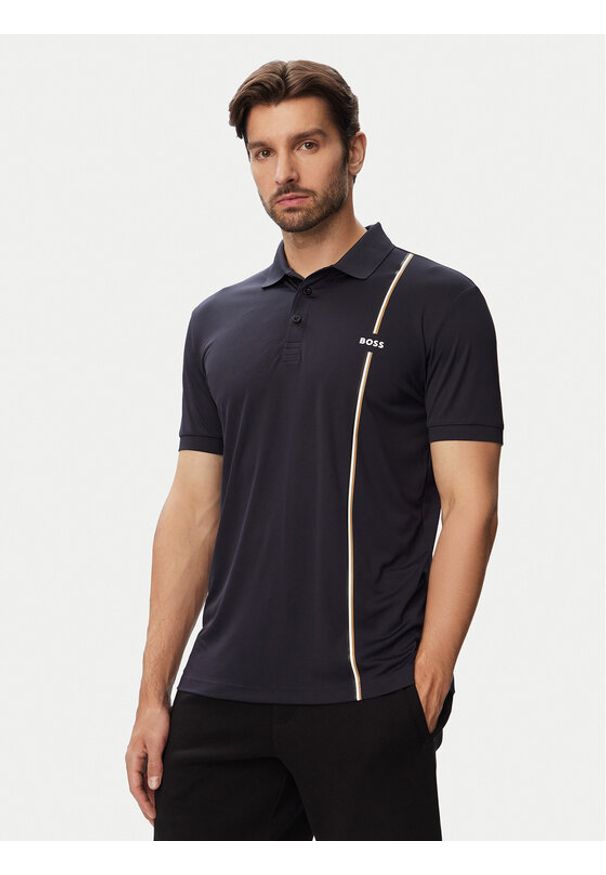 BOSS Polo Game 3 50563363 Granatowy Regular Fit. Typ kołnierza: polo. Kolor: niebieski. Materiał: syntetyk