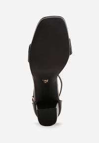 Born2be - Czarne Sandały VICES na Słupku z Wkładką ze Skóry Naturalnej Azirera. Zapięcie: pasek. Kolor: czarny. Materiał: skóra. Obcas: na słupku. Styl: wizytowy #4