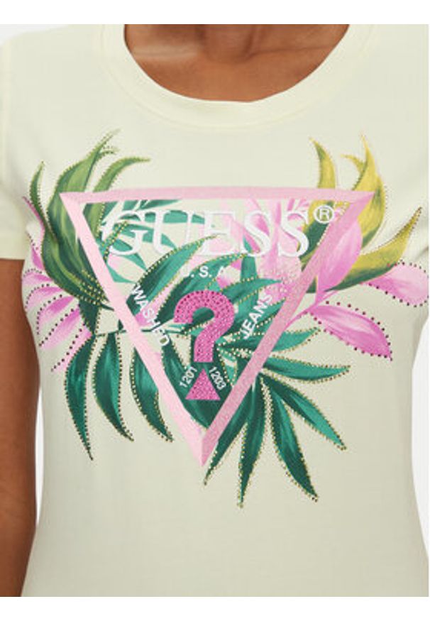 Guess T-Shirt W5GI07 J1314 Żółty Regular Fit. Kolor: żółty. Materiał: bawełna