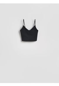 Reserved - Krótki top - czarny. Kolor: czarny. Materiał: włókno, bawełna. Długość: krótkie