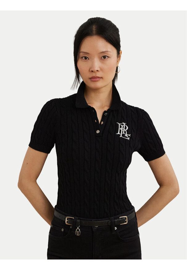 Lauren Ralph Lauren - LAUREN RALPH LAUREN Sweter 200932224003 Czarny Slim Fit. Kolor: czarny. Materiał: bawełna